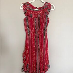 🌺Ann Taylor LOFT Red Striped Boho Sleeveless Dress